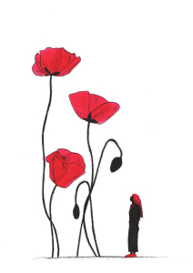 Mujer mirando la belleza de las flores a modo de branding angel roman